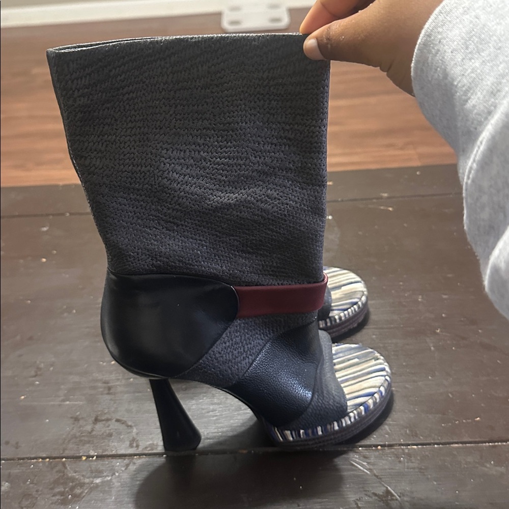 Balenciaga tall multi color open toe boots